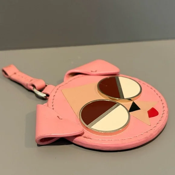 Kate Spade Spademals Rococo Pink Mod Dog Leather Dangle Keyring Bag Charm GUC - Picture 3 of 10